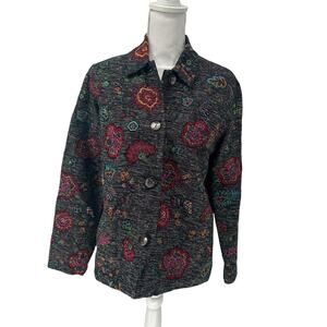 Chico’s Design Tapestry Button-Up Embroidered Beaded Lined Jacket Size 0 (4)